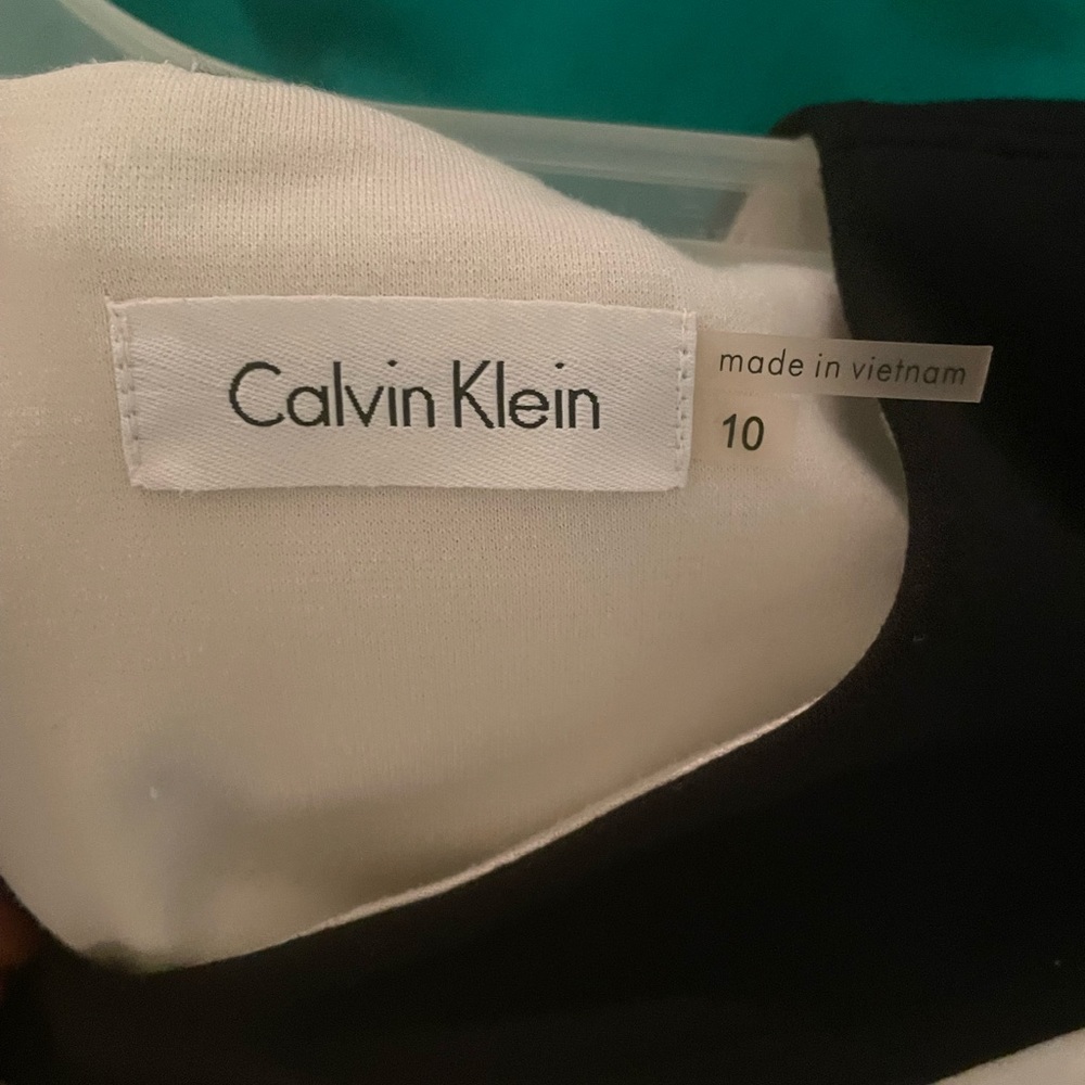 black & white striped calvin klein dress